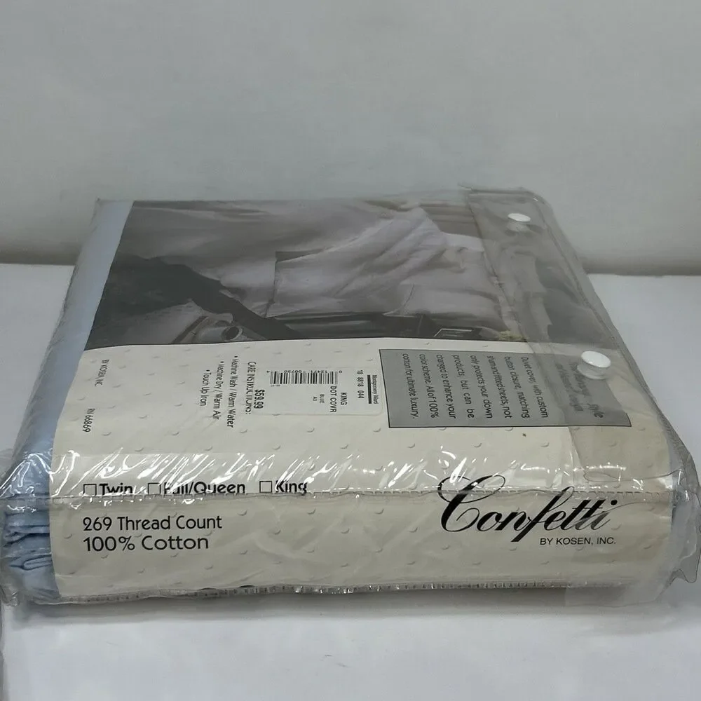 Confetti Kosen King Duvet Cover & Shams Dot Blue Set European Style Cotton